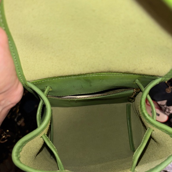 RARE Coach Leaf Green Vintage Leather Backpack - Picture 7 of 9